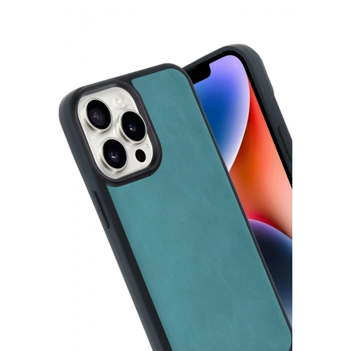 iPhone 14 Pro Max Kılıf Aras Deri Kapak - Açık Yeşil