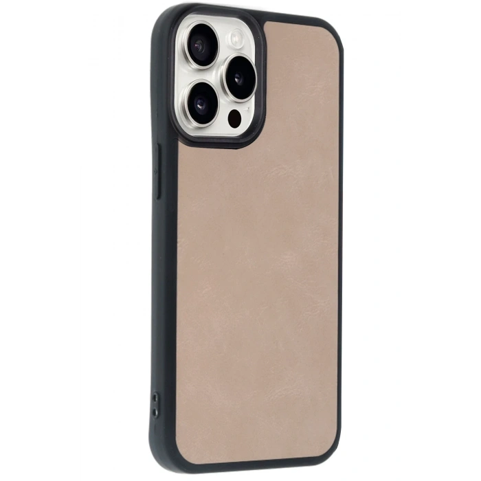 iPhone 14 Pro Max Kılıf Aras Deri Kapak - Pudra