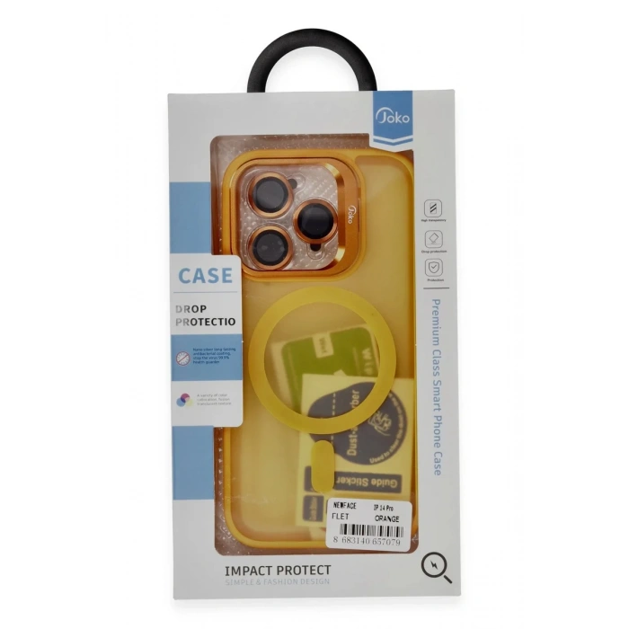 iPhone 14 Pro Max Kılıf Flet Lens Magsafe Kapak - Turuncu