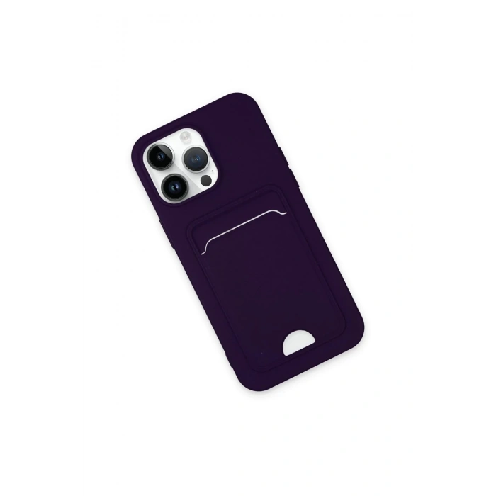iPhone 14 Pro Max Kılıf Kelvin Kartvizitli Silikon - Derin Mor