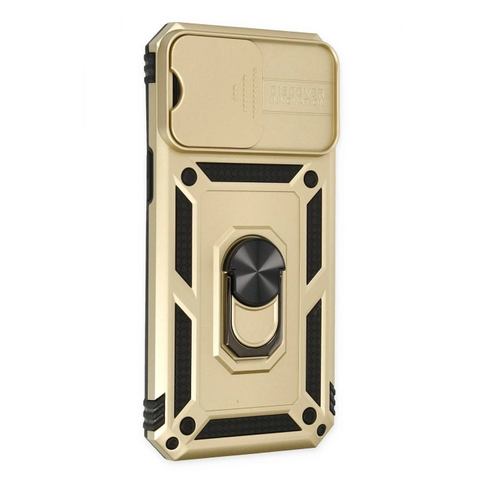 iPhone 14 Pro Max Kılıf Pars Lens Yüzüklü Silikon - Gold