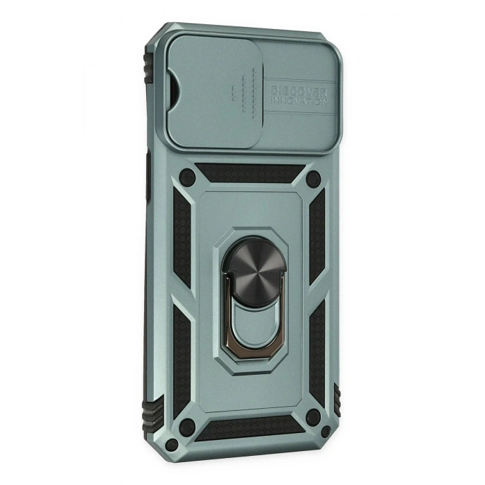 iPhone 14 Pro Max Kılıf Pars Lens Yüzüklü Silikon - Yeşil