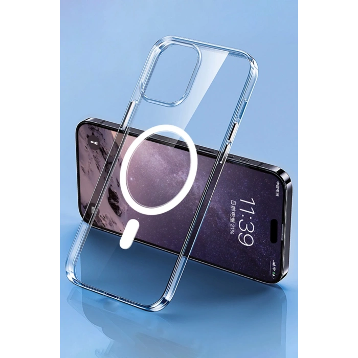 iPhone 14 Pro Max Kılıf Tron Şeffaf Magsafe Kapak - Şeffaf