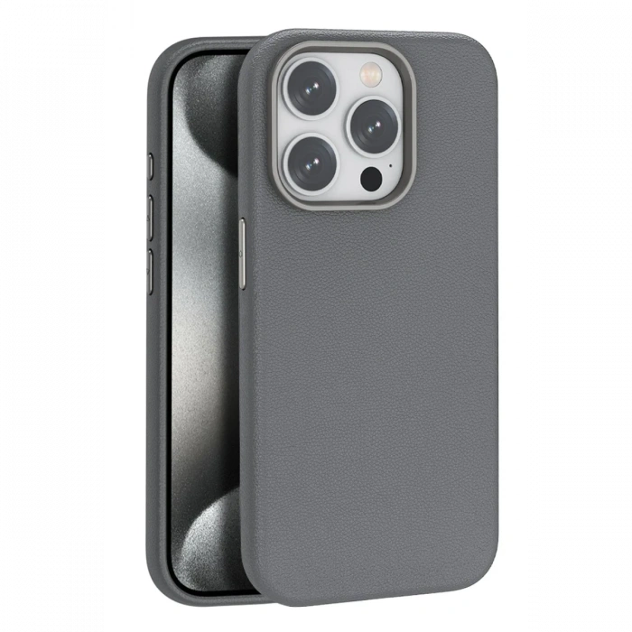 iPhone 14 Pro Max Kılıf Wonder Deri Magsafe Kapak - Titan Gri