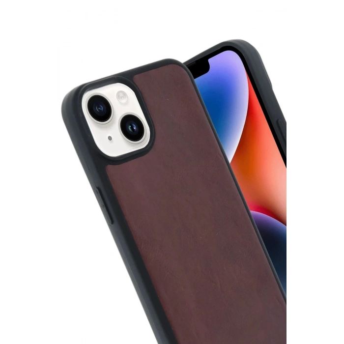 iPhone 15 Kılıf Aras Deri Kapak - Bordo