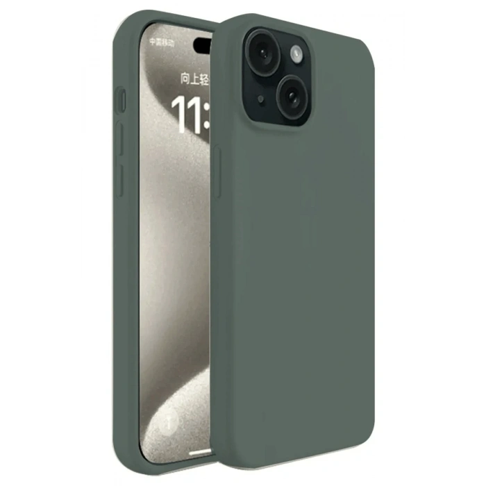 iPhone 15 Kılıf First Silikon - Koyu Yeşil