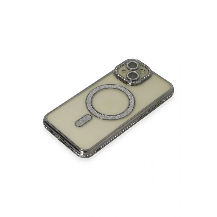 iPhone 15 Kılıf Joke Simli Magneticsafe Kılıf - Gri
