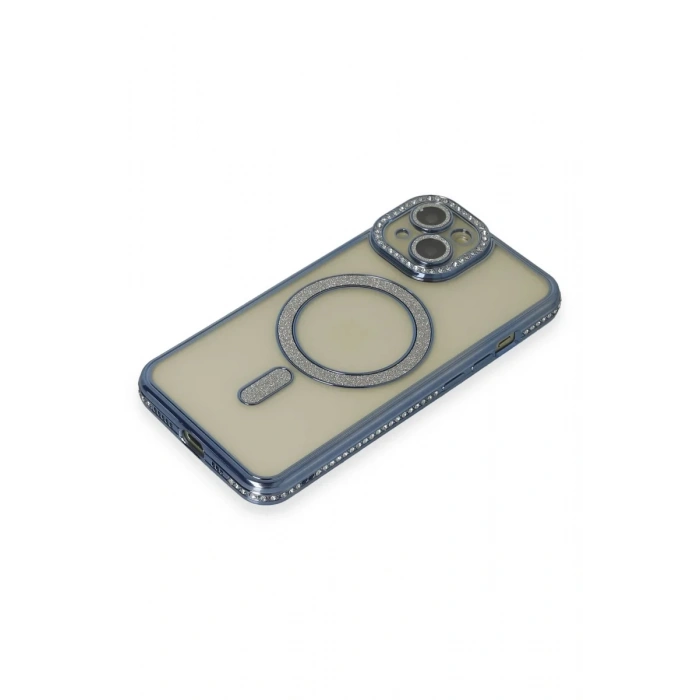 iPhone 15 Kılıf Joke Simli Magneticsafe Kılıf - Lacivert