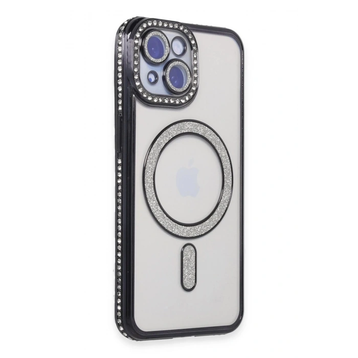 iPhone 15 Kılıf Joke Simli Magneticsafe Kılıf - Siyah