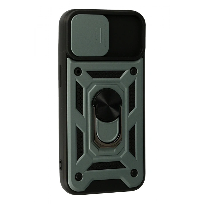 iPhone 15 Kılıf Pars Lens Yüzüklü Silikon - Yeşil