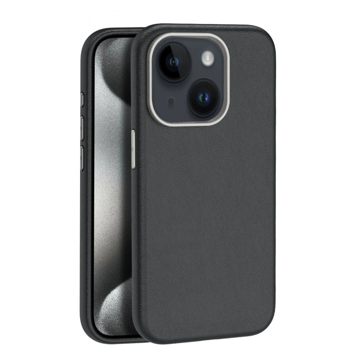 iPhone 15 Kılıf Wonder Deri Magsafe Kapak - Siyah