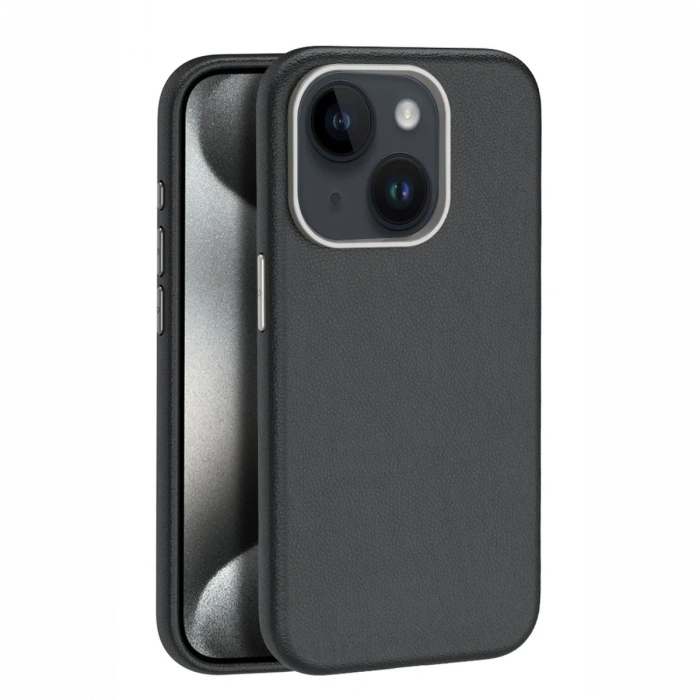iPhone 15 Kılıf Wonder Deri Magsafe Kapak - Siyah