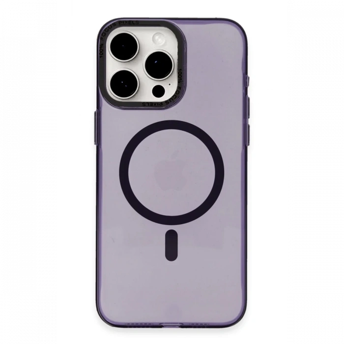 iPhone 15 Pro Kılıf Anka PC Magneticsafe Sert Metal Kapak - Mor
