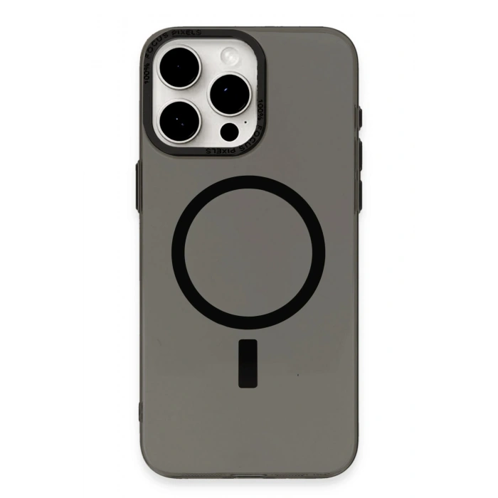 iPhone 15 Pro Kılıf Anka PC Magneticsafe Sert Metal Kapak - Siyah