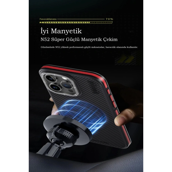 iPhone 15 Pro Kılıf Aramid 600D Kevlar Karbon Fiber Magsafe Kapak - Lacivert