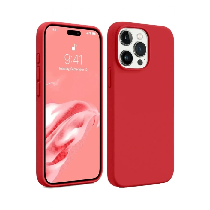 iPhone 15 Pro Kılıf First Silikon - Kırmızı