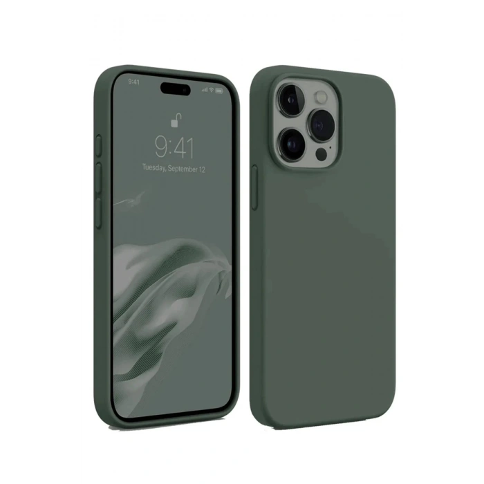 iPhone 15 Pro Kılıf First Silikon - Koyu Yeşil