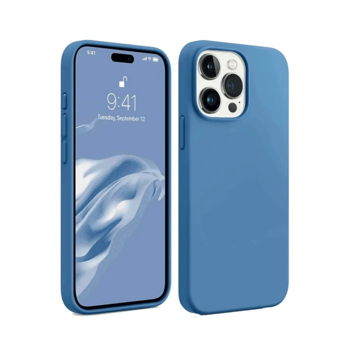 iPhone 15 Pro Kılıf First Silikon - Mavi