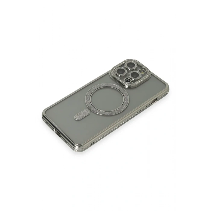 iPhone 15 Pro Kılıf Joke Simli Magneticsafe Kılıf - Gri