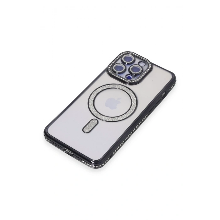 iPhone 15 Pro Kılıf Joke Simli Magneticsafe Kılıf - Siyah