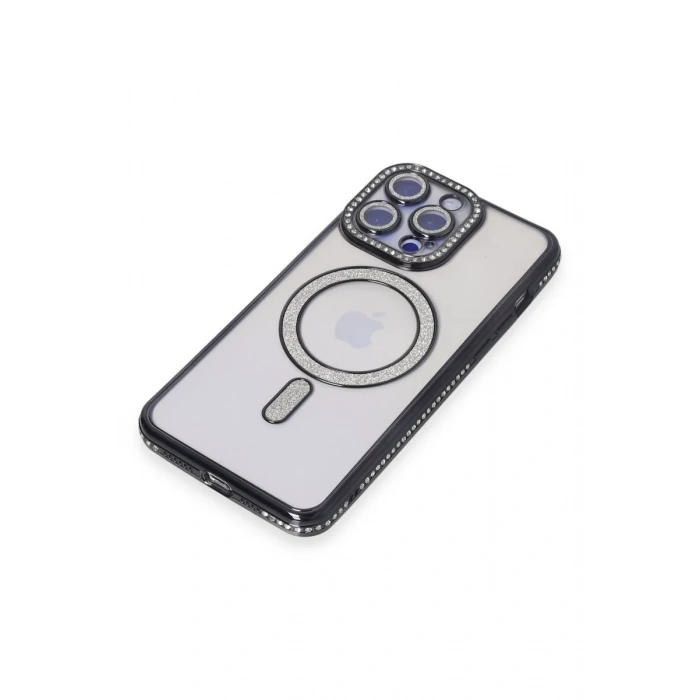 iPhone 15 Pro Kılıf Joke Simli Magneticsafe Kılıf - Siyah