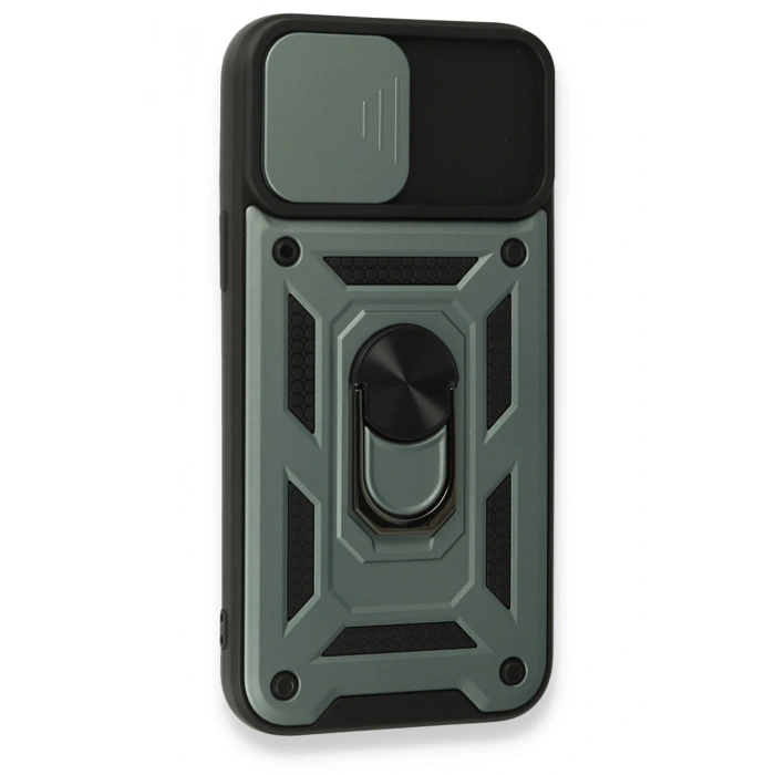 iPhone 15 Pro Kılıf Pars Lens Yüzüklü Silikon - Yeşil