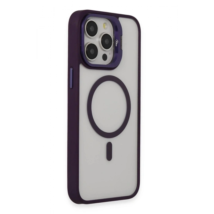 iPhone 15 Pro Kılıf Roblox Lens Magsafe Standlı Kapak - Derin Mor