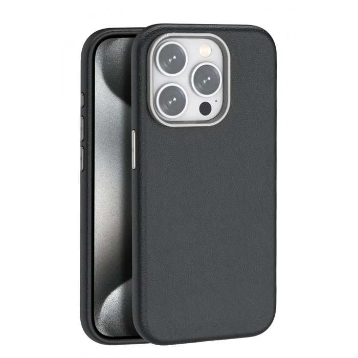 iPhone 15 Pro Kılıf Wonder Deri Magsafe Kapak - Siyah