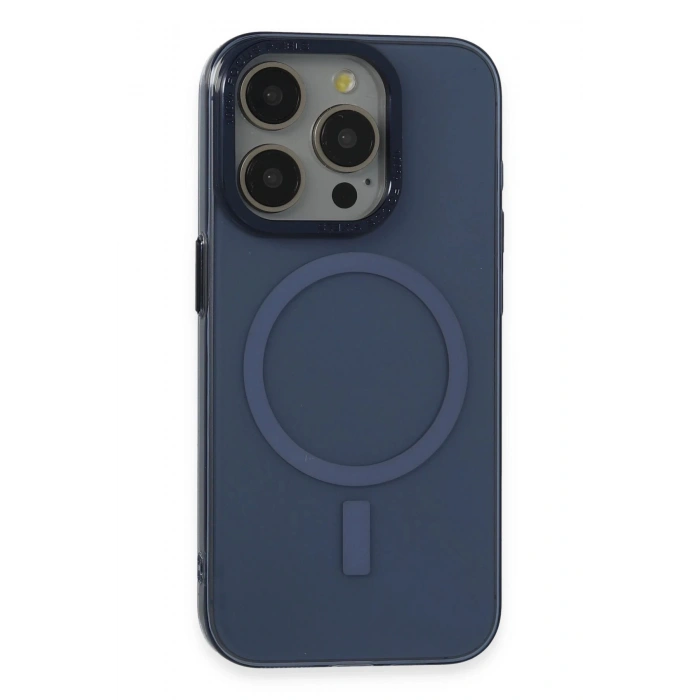 iPhone 15 Pro Max Kılıf Anka PC Magneticsafe Sert Metal Kapak - Lacivert