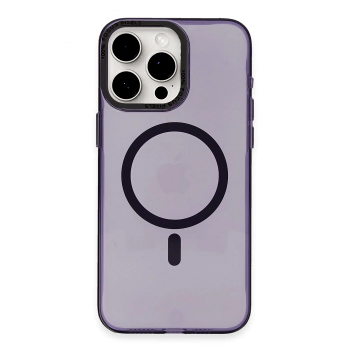 iPhone 15 Pro Max Kılıf Anka PC Magneticsafe Sert Metal Kapak - Mor