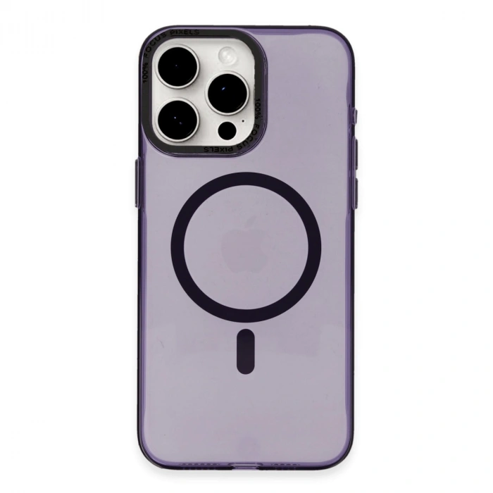 iPhone 15 Pro Max Kılıf Anka PC Magneticsafe Sert Metal Kapak - Mor