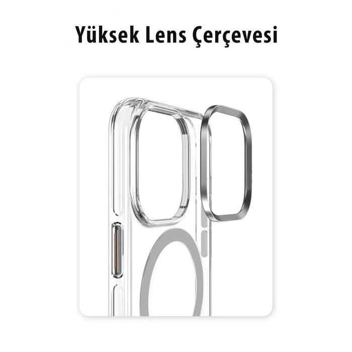iPhone 15 Pro Max Kılıf Crystal Magsafe Kapak - Şeffaf