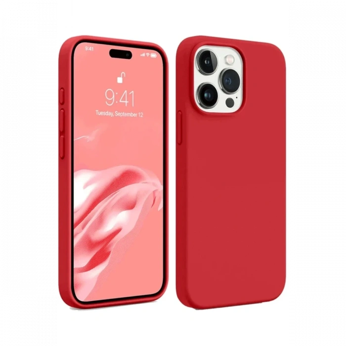 iPhone 15 Pro Max Kılıf First Silikon - Kırmızı