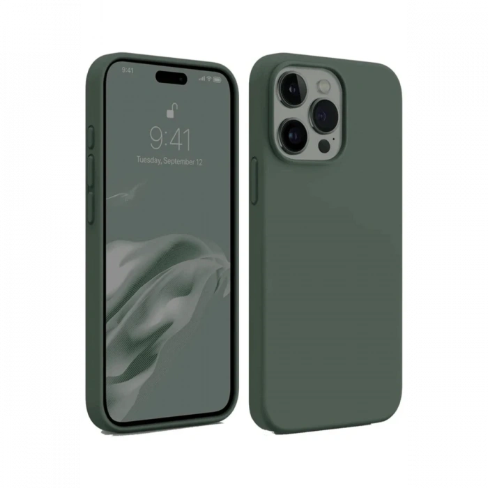 iPhone 15 Pro Max Kılıf First Silikon - Koyu Yeşil