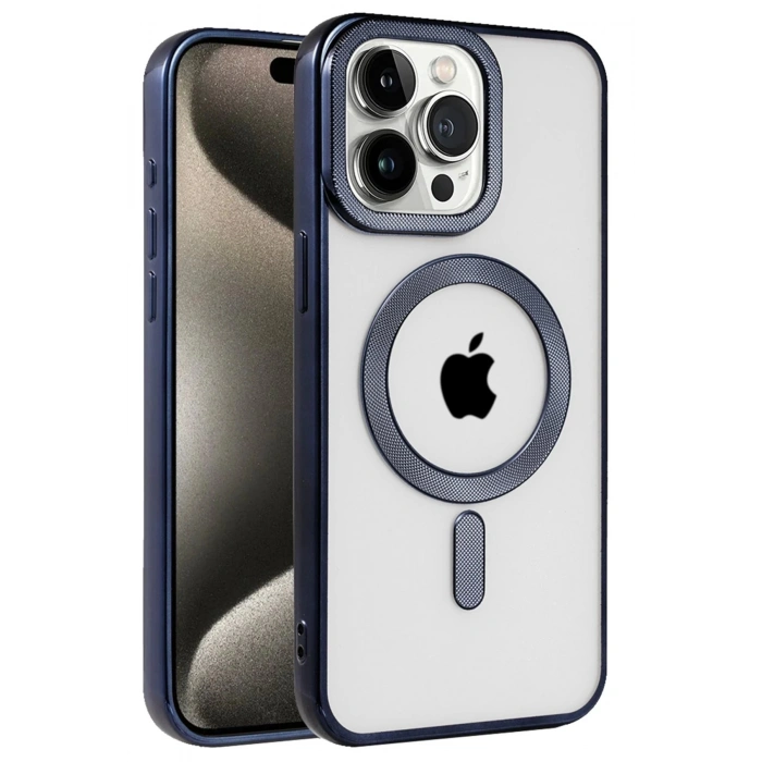 iPhone 15 Pro Max Kılıf Kronos Magsafe Kapak - Lacivert