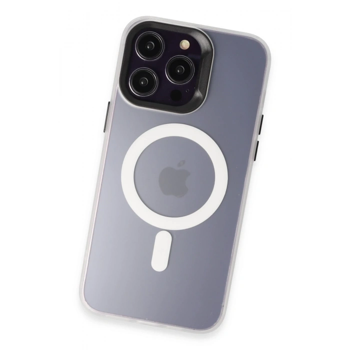 iPhone 15 Pro Max Kılıf Mateks Magsafe Kapak - Beyaz