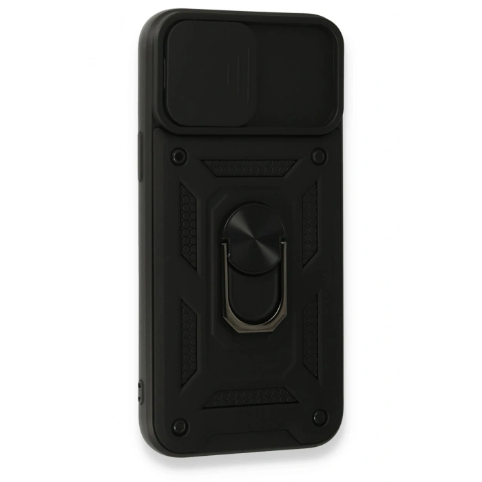 iPhone 15 Pro Max Kılıf Pars Lens Yüzüklü Silikon - Siyah