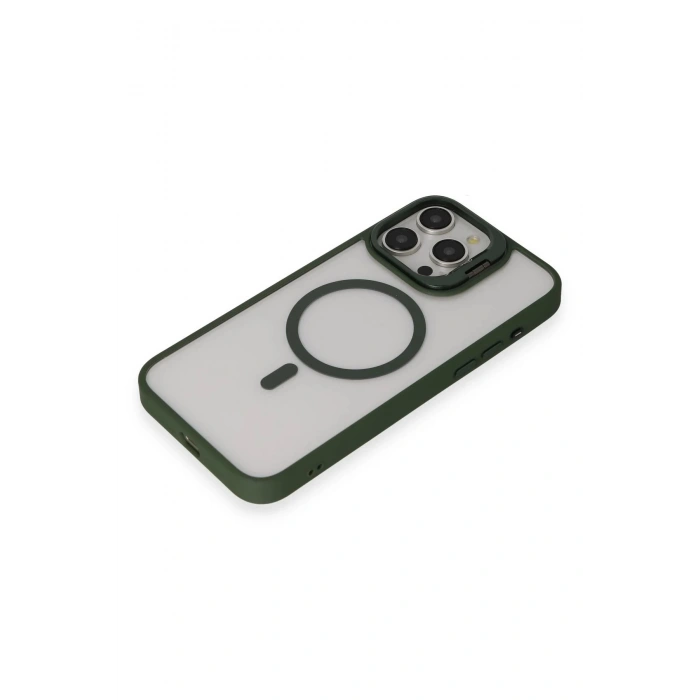 iPhone 15 Pro Max Kılıf Roblox Lens Magsafe Standlı Kapak - Koyu Yeşil