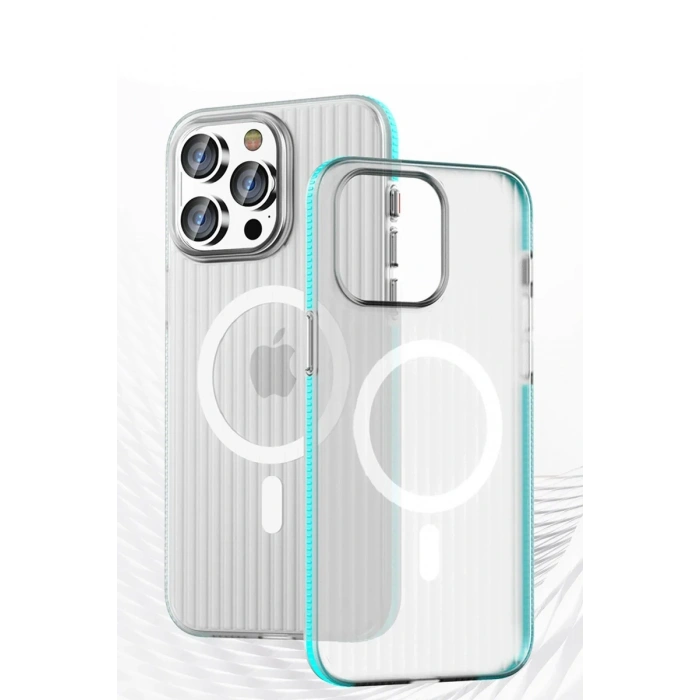 iPhone 15 Pro Max Line Magsafe Kapak - Mavi