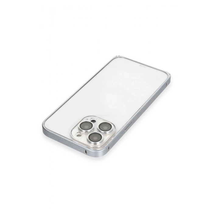 iPhone 15 Pro Metal Bumper Mat Kapak - Gri