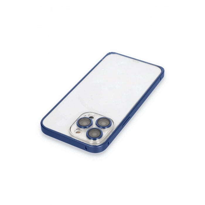 iPhone 15 Pro Metal Bumper Mat Kapak - Lacivert