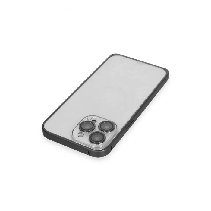 iPhone 15 Pro Metal Bumper Mat Kapak - Siyah