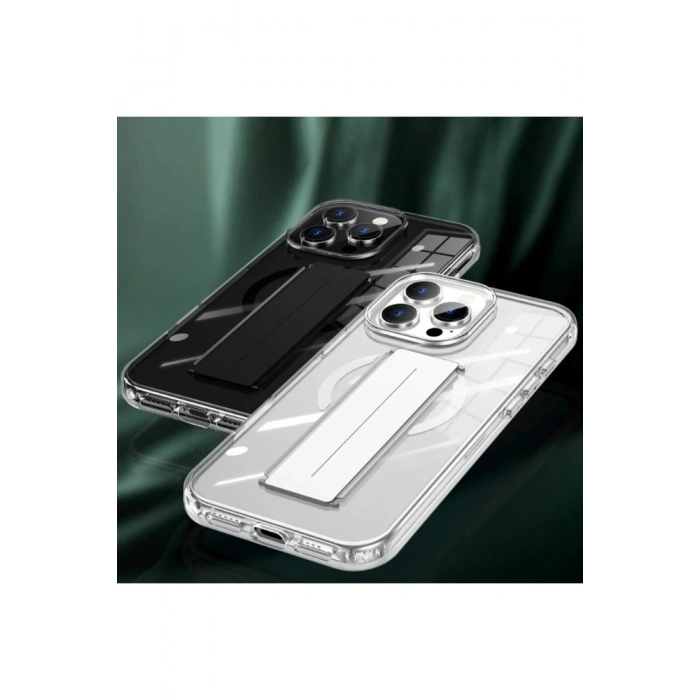 iPhone 16 Kılıf Alfa Magsafe Standlı Kapak - Siyah