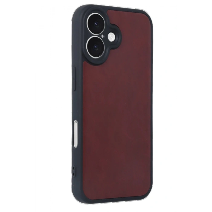 iPhone 16 Kılıf Aras Deri Kapak - Bordo