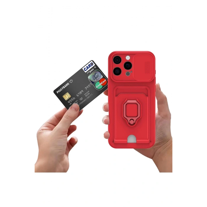 iPhone 16 Kılıf Zuma Kartvizitli Yüzüklü Silikon - Lila