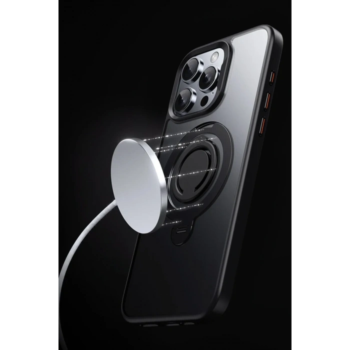 iPhone 16 Plus Avatar 360 Dönen Magsafe Kapak - Titan Gri