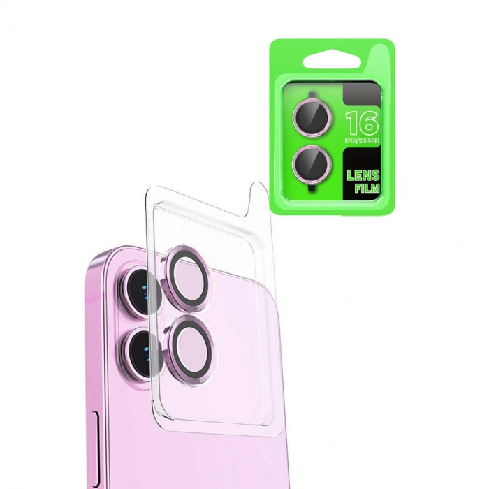 iPhone 16 Plus Raze Metal Kamera Lens - Pembe