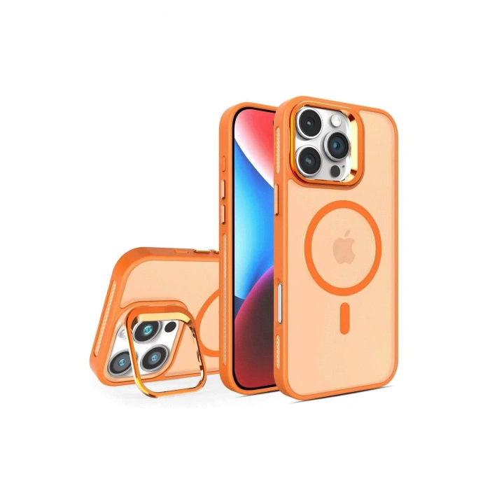 iPhone 16 Pro Flet Lens Magsafe Kapak - Turuncu