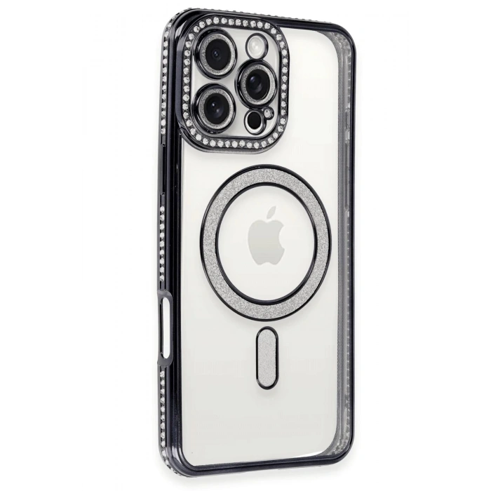 iPhone 16 Pro Max Kılıf Joke Simli Magneticsafe Kılıf - Siyah