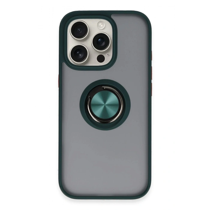 iPhone 16 Pro Max Kılıf Montreal Yüzüklü Silikon Kapak - Yeşil